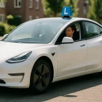 Moderne elektrische lesauto voor elektrisch rijden via rijschool